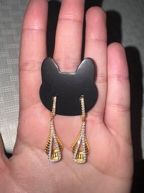 STUNNING Gold Over Sterling Silver 925 Teardrop Earrings